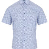 Douglas and Grahame Blue Printed Half Sleeve Button Down Collar Shirt.