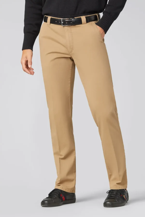 Meyer Camel Colour Organic Cotton Trousers in a Soft Chino Fabric . Roma Style - Image 5