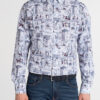 Eterna Multicoloured Printed Cotton Long Sleeve Shirt. Modern Fit. Sizes 17" and 19"
