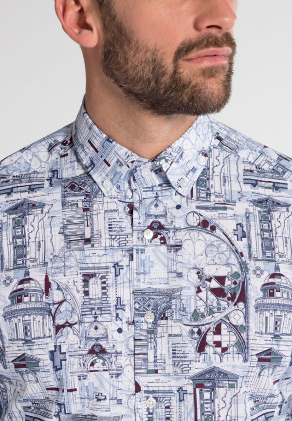 Eterna Multicoloured Printed Cotton Long Sleeve Shirt. Modern Fit. Sizes 17" and 19" - Image 5