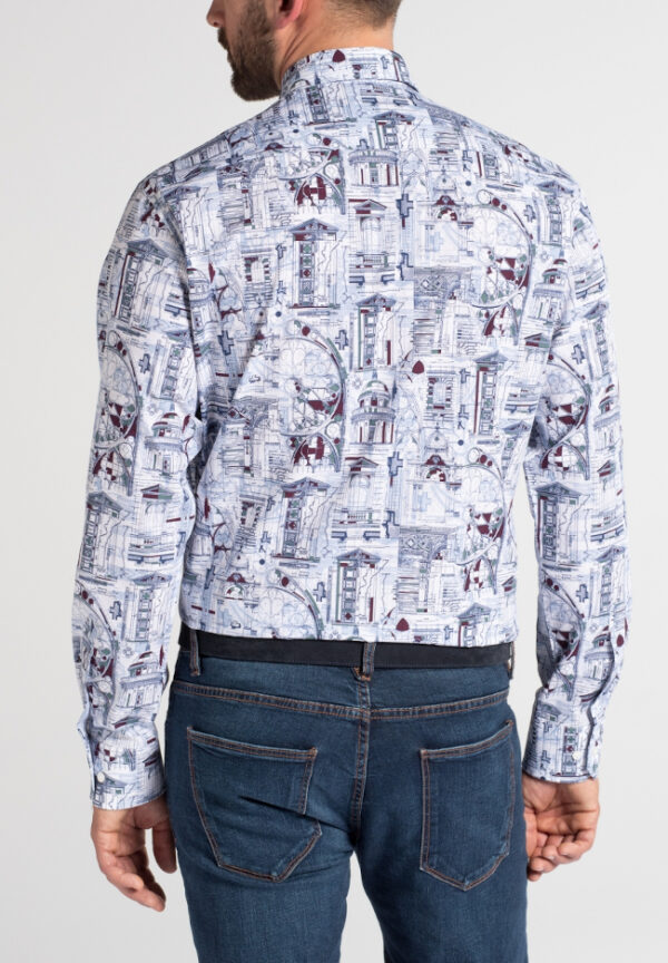 Eterna Multicoloured Printed Cotton Long Sleeve Shirt. Modern Fit. Sizes 17" and 19" - Image 6