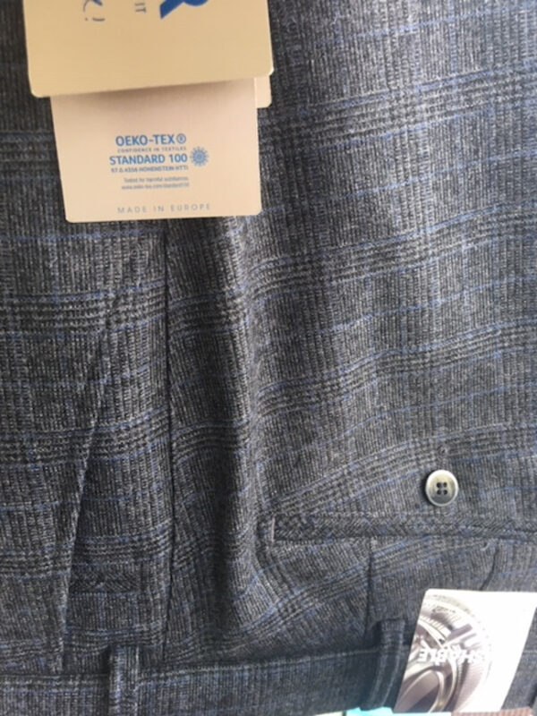Meyer Grey and Blue Check Trousers. Size 34R Left - Image 3