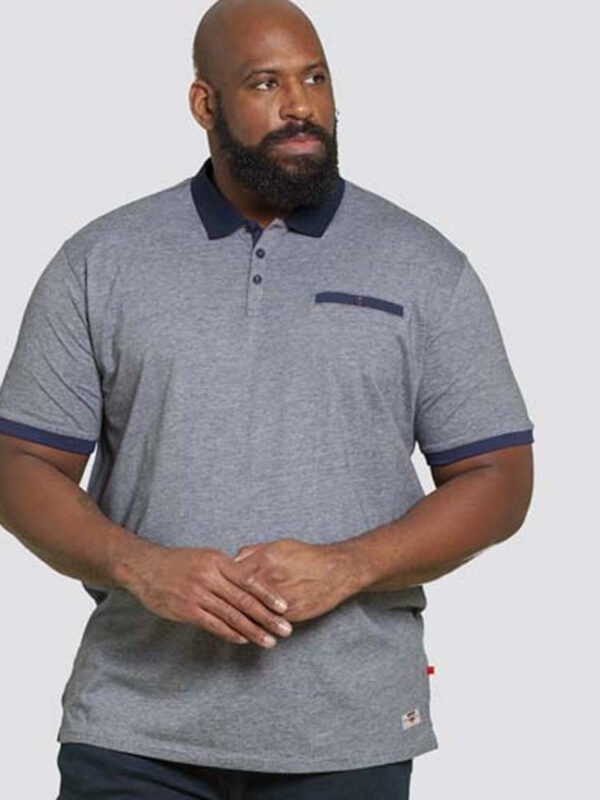 Duke Short Sleeve Grey Fine Stripe Polo Shirt With Trim. Size 5XL